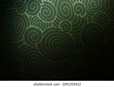 Dark Green vector indian curved background. A completely new color illustration in doodle style. Hand painted design for web, leaflet, textile.