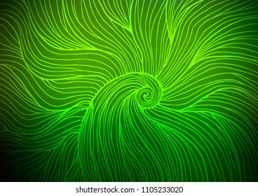 Dark Green vector indian curved pattern. An elegant bright illustration with lines in Natural style. The doodle design can be used for your web site.