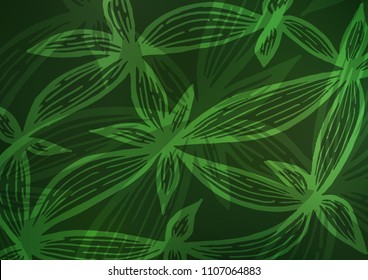 Dark Green vector indian curved texture. Ethnic elegant natural pattern with gradient. The elegant pattern can be used as a part of a brand book.