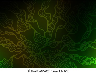 Dark Green vector indian curved background. A vague abstract illustration with doodles in Indian style. A new texture for your design.