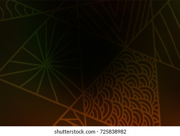 Dark Green vector indian curved pattern. Modern geometrical abstract illustration with doodles. The template can be used as a background for cell phones.