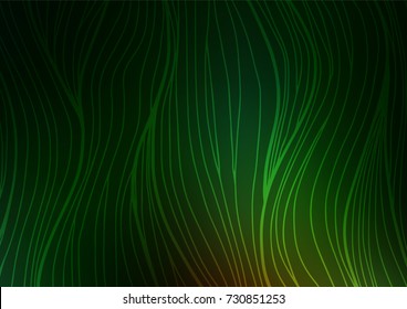 Dark Green vector indian curved background. Colorful abstract illustration with lines in Asian style. Brand-new style for your business design.