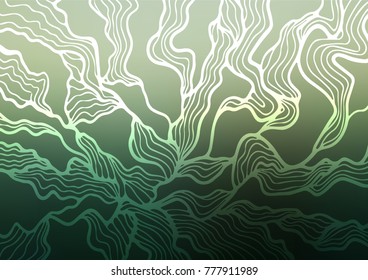 Dark Green vector indian curved template. Sketchy hand drawn doodles on blurred background. The doodle design can be used for your web site.