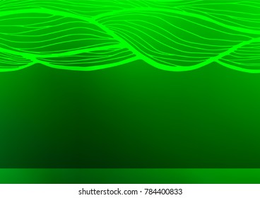 Dark Green vector indian curved template. Shining colored illustration with doodles in Zen tangle style. The textured pattern can be used for website.