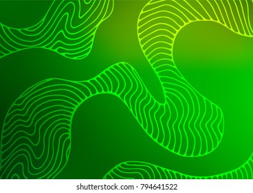 Dark Green vector indian curved template. Colorful illustration in abstract style with doodles. Brand-new style for your business design.