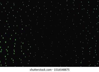 Dark Green vector layout with banking symbols. Colored symbols of currency on white background. Template for ads of currency markets, bank loans.