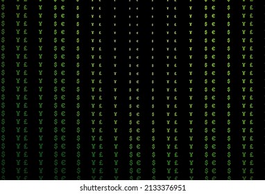 Dark green vector layout with banking symbols. Abstract illustration with colored financial digital symbols. Template for ads of markets, loans.