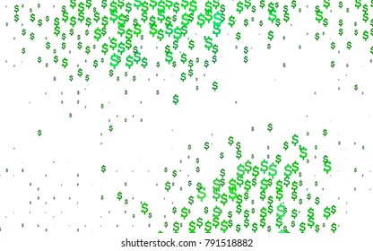 Dark Green vector layout with banking symbols. Shining colored illustration with dollar signs, USD. The pattern can be used for ad, booklets, leaflets of banks