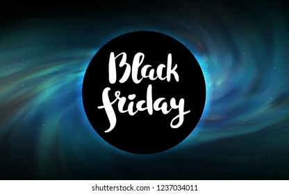Dark Green vector layout with a black hole, universe. Gradient colorful illustration with a black hole, stars. Backdrop for ads, leaflets of Black Friday.