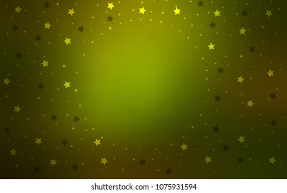 Dark Green vector layout with bright stars. Shining colored illustration with stars. Best design for your ad, poster, banner.