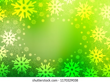 Dark Green vector layout with bright snowflakes. Snow on blurred abstract background with gradient. New year design for your business advert.
