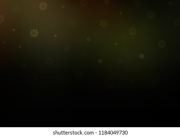Dark Green vector layout with bright snowflakes. Decorative shining illustration with snow on abstract template. The pattern can be used for new year leaflets.