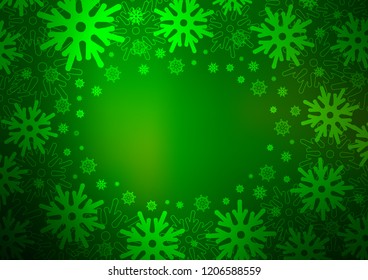 Dark Green vector layout with bright snowflakes. Blurred decorative design in xmas style with snow. New year design for your ad, poster, banner.