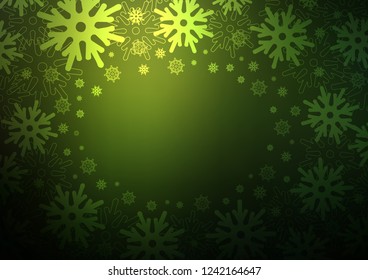 Dark Green vector layout with bright snowflakes. Modern geometrical abstract illustration with crystals of ice. New year design for your ad, poster, banner.