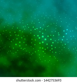 Dark Green vector layout with bright stars. Colorful illustration with abstract gradient stars. Pattern for websites, landing pages.