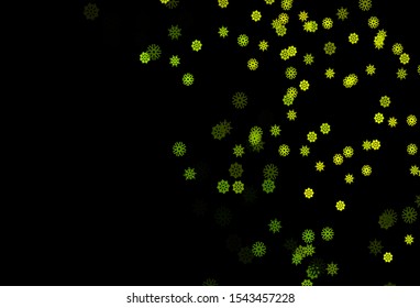 Dark Green vector layout with bright snowflakes. Shining colored illustration with snow in christmas style. The pattern can be used for new year ad, booklets.