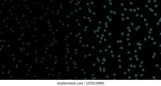 Dark Green vector layout with bright stars. Colorful illustration in abstract style with gradient stars. Theme for cell phones.