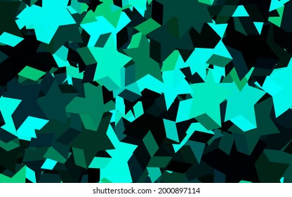 Dark Green vector layout with bright stars. Modern geometrical abstract illustration with stars. Pattern for astronomy websites.