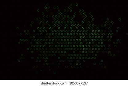 Dark Green vector  layout with circle shapes. Blurred bubbles on abstract background with colorful gradient. Pattern can be used as texture of water, rain drops.