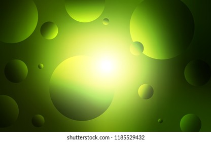 Dark Green vector layout with circle shapes. Glitter abstract illustration with blurred drops of rain. Pattern can be used for futuristic ad, booklets.