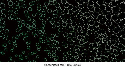 Dark Green vector layout with circle shapes. Illustration with set of shining colorful abstract spheres. New template for a brand book.