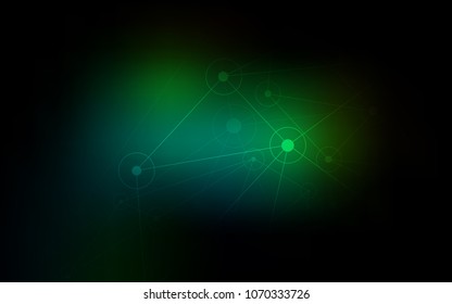 Dark Green vector layout with circles, lines. Design with connection of dots and lines on colorful background. Pattern can be used for beautiful websites.