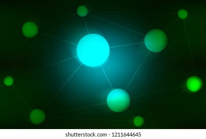 Dark Green vector layout with circles, lines. Glitter abstract illustration with connection of triangle structure. Pattern can be used for futuristic ad, booklets.