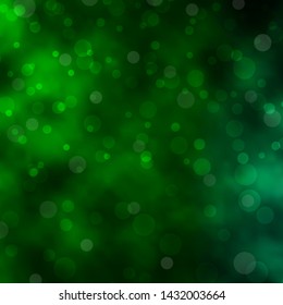 Dark Green vector layout with circles. Abstract colorful disks on simple gradient background. Pattern for wallpapers, curtains.