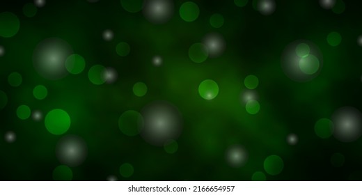 Dark Green vector layout with circles, stars. Abstract illustration with colorful shapes of circles, stars. Pattern for business ads.