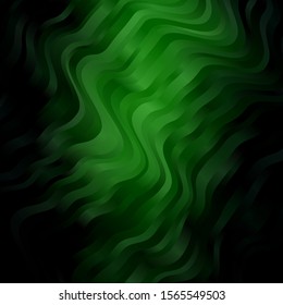 Dark Green vector layout with circular arc. Brand new colorful illustration with bent lines. Best design for your ad, poster, banner.