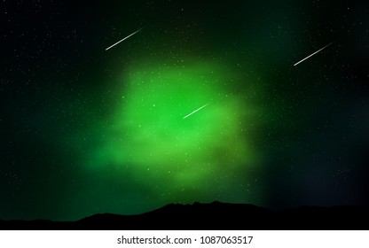 Dark Green vector layout with cosmic stars. Space stars on blurred abstract background with gradient. Template for cosmic backgrounds.