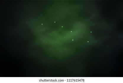 Dark Green vector layout with cosmic stars. Blurred decorative design in simple style with galaxy stars. Template for cosmic backgrounds.
