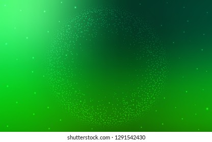 Dark Green vector layout with cosmic stars. Blurred decorative design in simple style with galaxy stars. Pattern for futuristic ad, booklets.