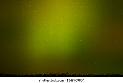 Dark Green vector layout with cosmic stars. Glitter abstract illustration with colorful cosmic stars. Pattern for astronomy websites.