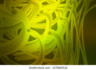 Dark Green vector layout with curved lines. Colorful geometric sample with gradient lines.  Colorful wave pattern for your design.