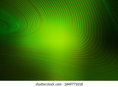 Dark Green vector layout with curved lines. Modern gradient abstract illustration with bandy lines. Pattern for your design.