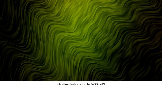 Dark Green vector layout with curves. Colorful illustration in circular style with lines. Pattern for booklets, leaflets.