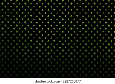Dark green vector layout with elements of cards. Blurred decorative design of hearts, spades, clubs, diamonds. Pattern for ads of parties, events in Vegas.