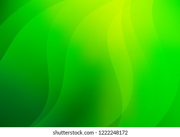Dark Green vector layout with flat wavy lines. Decorative shining illustration with lines on abstract template. The pattern can be used for business ad, booklets, leaflets