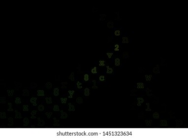 Dark Green vector layout with latin alphabet. Blurred design in simple style with signs of alphabet. The pattern can be used for ad, booklets, leaflets of education.