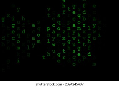 Diseño vectorial verde oscuro con alfabeto latino. Brillante ilustración colorida con letras aisladas. El patrón se puede usar en sitios web escolares y gramaticales.
