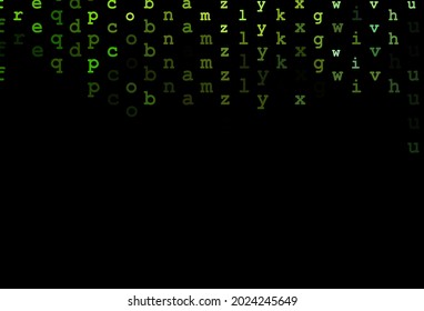 Dark green vector layout with latin alphabet. Colored alphabet signs with gradient on white background. The pattern can be used for ad, booklets, leaflets of education.