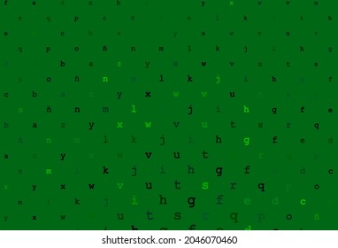 Dark green vector layout with latin alphabet. Abstract illustration with colored latin alphabet. Template can be used as a background for ads of typography.