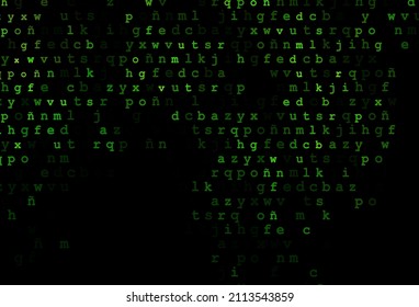 Dark green vector layout with latin alphabet. Colored alphabet signs with gradient on white background. The pattern can be used for ad, booklets, leaflets of education.