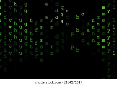 Dark green vector layout with latin alphabet. Shining illustration with ABC symbols on abstract template. The pattern can be used as ads, poster, banner for books.