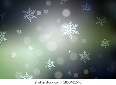 Dark Green vector layout in New Year style. Colorful illustration with Christmas simbols and signs. Pattern for school, grammar websites.