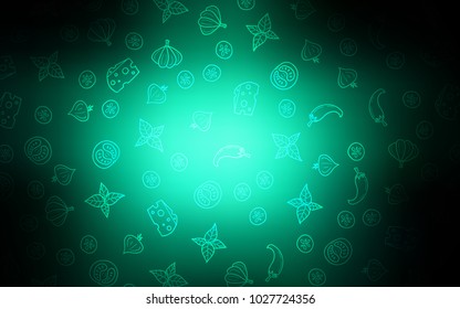 Dark Green vector layout with restaurant food. Decorative shining illustration with food on abstract template. Template for meal cooking in kitchen.