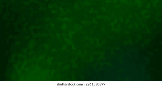 Diseño vectorial verde oscuro con formas de hexágonos. Ilustración abstracta inteligente con hexágonos de gradiente de color. Tu portada del libro de marca.