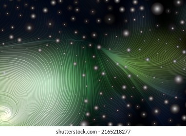 Dark Green vector layout with spheres, lines. Abstract background with gradient geometric pattern. Elegant design for wallpapers.