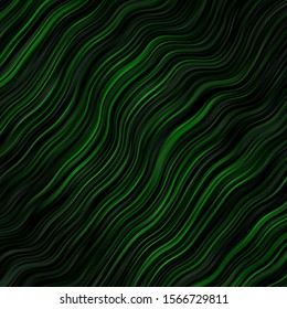Dark Green vector layout with wry lines. Colorful geometric sample with gradient curves.  Best design for your posters, banners.